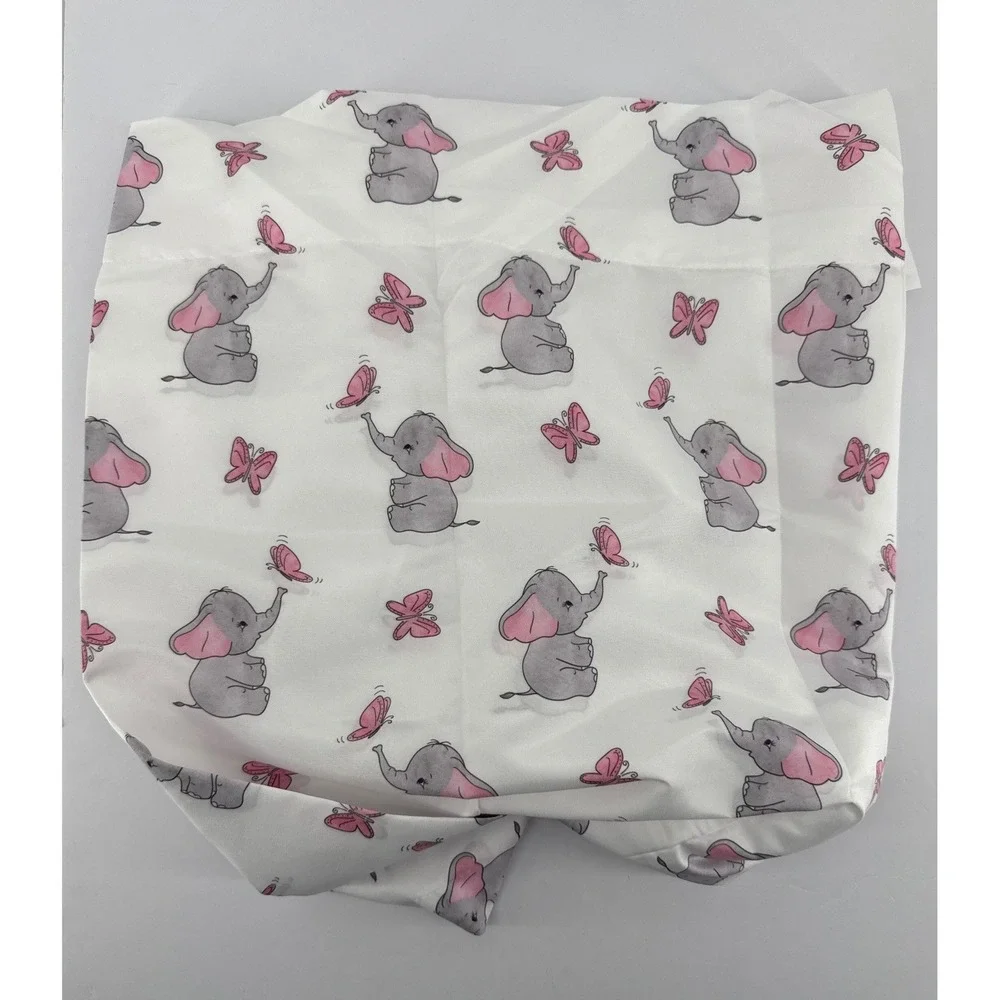 Ambesonne Elephant Nursery Curtains 2 Panel Set 56x95 Pink Butterfly Microfiber - Picture 5 of 7